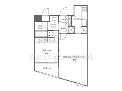 ミリアレジデンス乃木坂(1LDK/2階)の間取り写真