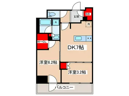 パークアクシス両国スクエア(2DK/8階)の間取り写真