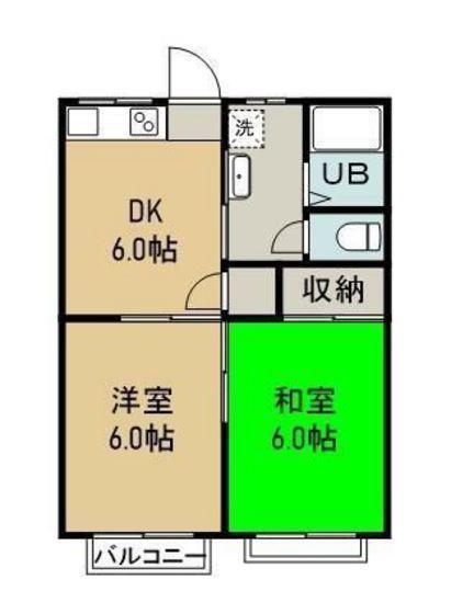 シャトルタカノ(2DK/1階)の間取り写真