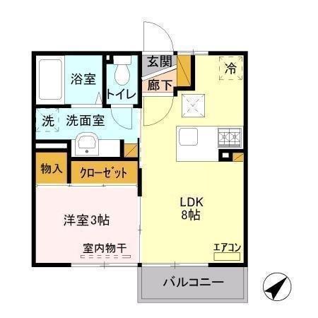 パインウッド(1LDK/1階)の間取り写真