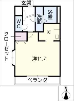 コンド・勝川(1K/2階)の間取り写真