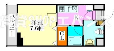ASCENT Y 津田沼(1K/4階)の間取り写真