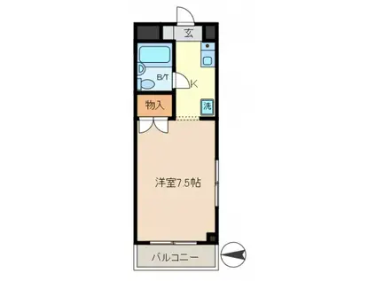 イーストアベニュー(ワンルーム/2階)の間取り写真