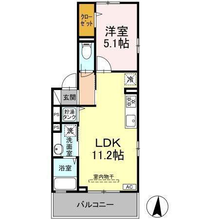 キャトルセゾン富沢(1LDK/3階)の間取り写真