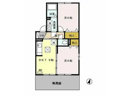 シャルマンわかば(2DK/2階)の間取り写真