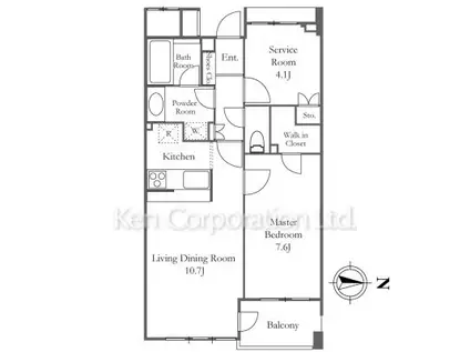 プライマル渋谷桜丘(1SLDK/8階)の間取り写真