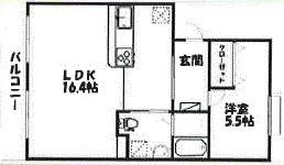 レジデンス下屋敷(1LDK/2階)の間取り写真