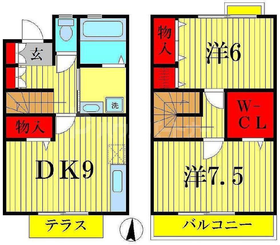 グランド ソレーユIII(2DK/1階)の間取り写真