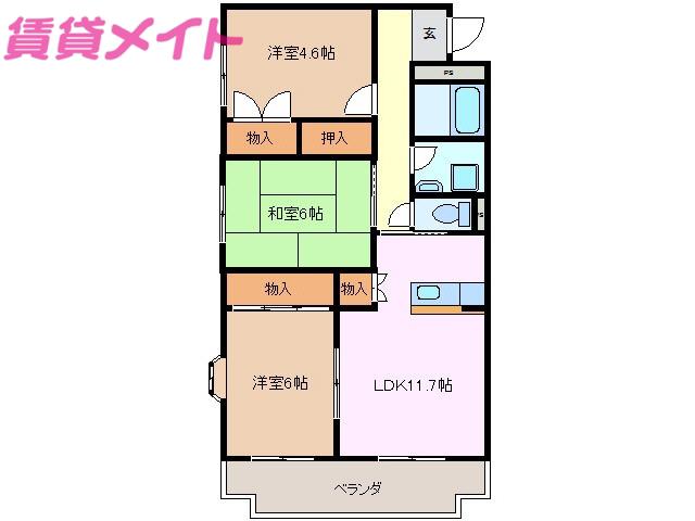 祥庵21(3LDK/2階)の間取り写真