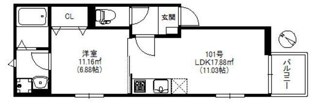 ポラリス南福岡 619(1LDK/1階)の間取り写真
