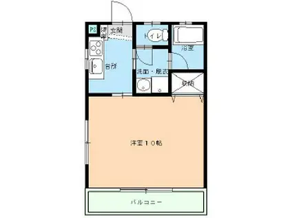 ウエストヒルズII(1K/2階)の間取り写真