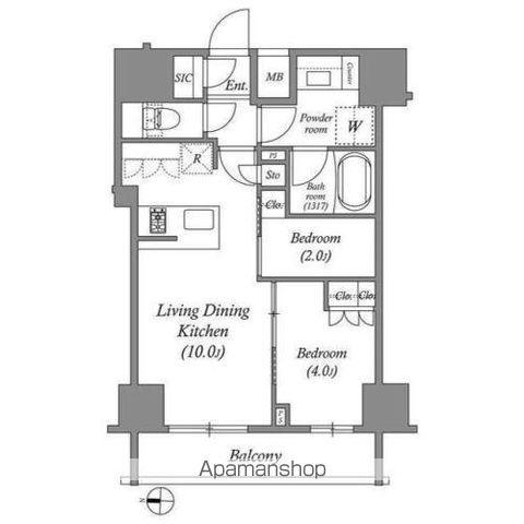 ACP RESIDENCE錦糸町(2LDK/2階)の間取り写真