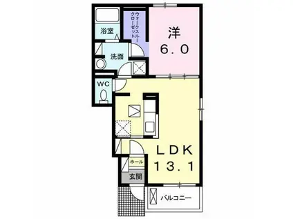 ガーデンヒル杏花(1LDK/1階)の間取り写真