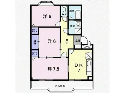 エクセル則武(3DK/2階)の間取り写真
