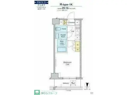 プラウドフラット両国イースト(1K/3階)の間取り写真