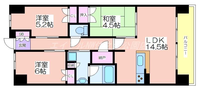 大阪ベイレジデンス(3LDK/7階)の間取り写真