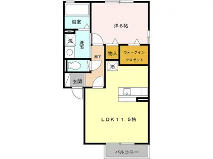 リビングタウン桃の里 C(1LDK/2階)の間取り写真