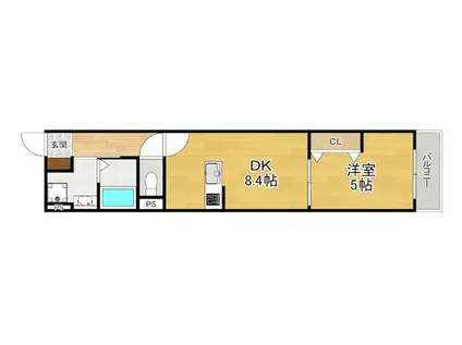 ウイング牧野駅前(1LDK/3階)の間取り写真