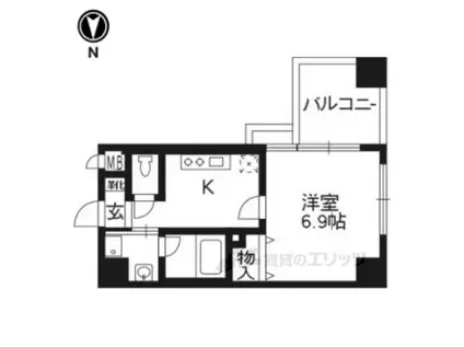 アスヴェル京都河原町二条(1K/4階)の間取り写真