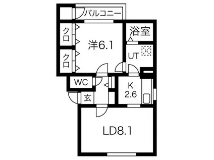 グリーンコースト麻生(1LDK/1階)の間取り写真