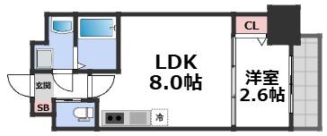 スワンズシティ大阪クレアスト(1LDK/11階)の間取り写真