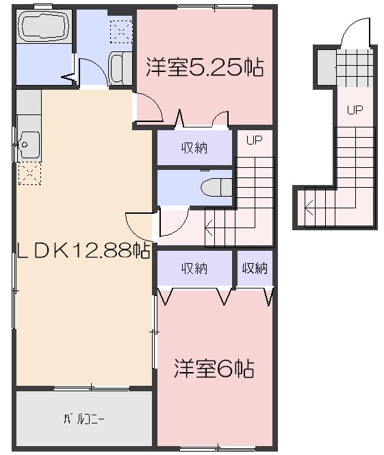 グランクレストA(2LDK/2階)の間取り写真