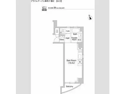 プライムアーバン麻布十番II(ワンルーム/9階)の間取り写真