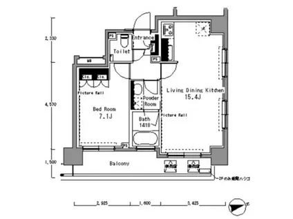 PARK AXIS 渋谷桜丘サウス(1LDK/11階)の間取り写真