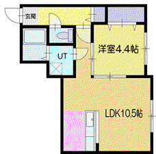 ウエストブルー(1LDK/2階)の間取り写真