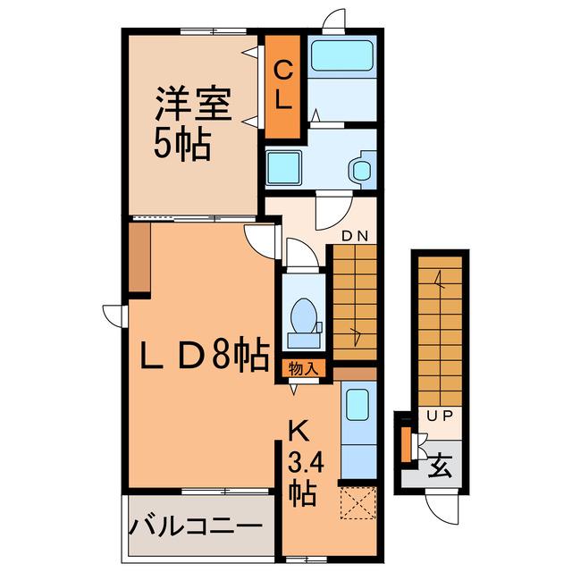 ラフルール(1LDK/2階)の間取り写真