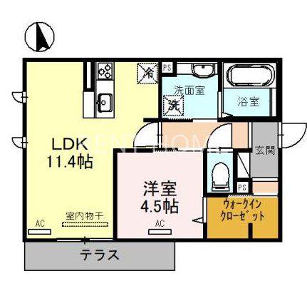ＪＲおおさか東線 ＪＲ長瀬駅 徒歩6分 2階建 築5年(1LDK/1階)の間取り写真