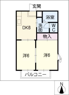 クレール梅坪(2DK/1階)の間取り写真