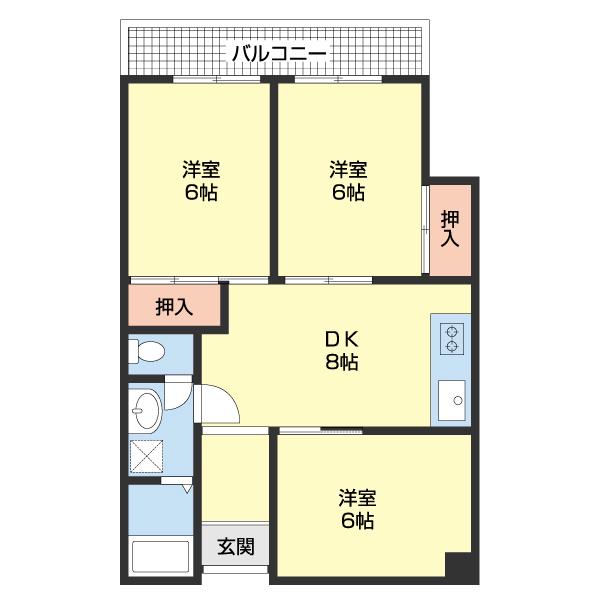 VIASACRA岩出(3DK/5階)の間取り写真