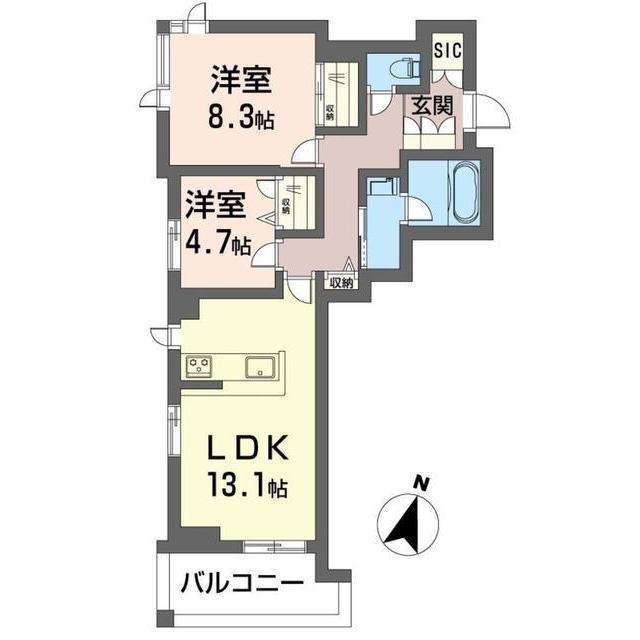 ウイスタリア(2LDK/2階)の間取り写真