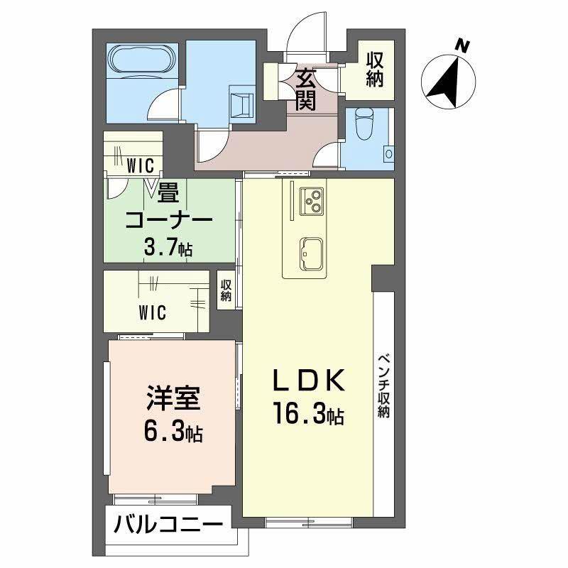 AZUR米山(2LDK/1階)の間取り写真