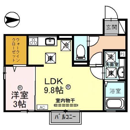 クレシア山総II(1LDK/1階)の間取り写真