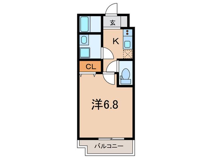 ジーメゾン明石大久保(1K/2階)の間取り写真