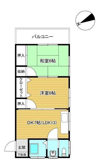ハイム霧ヶ丘(2DK/2階)の間取り写真