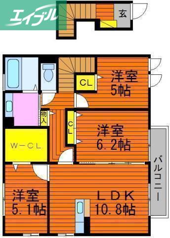 シャインピーチ(3LDK/2階)の間取り写真