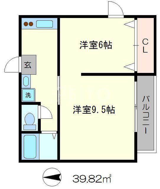 ザクセル(2K/2階)の間取り写真