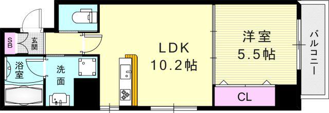 ウィングコート小松(1LDK/5階)の間取り写真