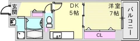 西鈴蘭台シティコート(1DK/10階)の間取り写真
