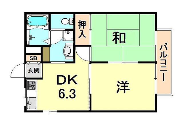 ばらハイツ(2DK/1階)の間取り写真