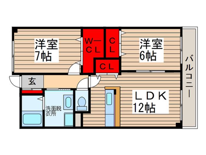 ハイエストクレディア(2LDK/2階)の間取り写真