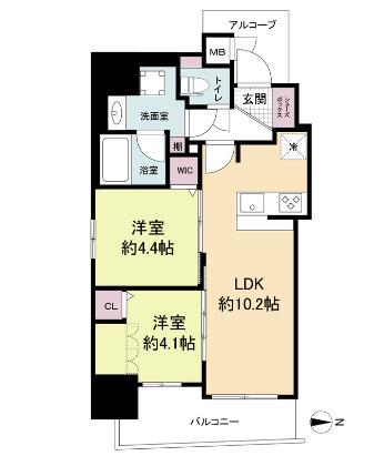 セレニテフラン野田阪神駅前(2LDK/12階)の間取り写真