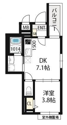 ロイヤルコートあびこ(1DK/2階)の間取り写真