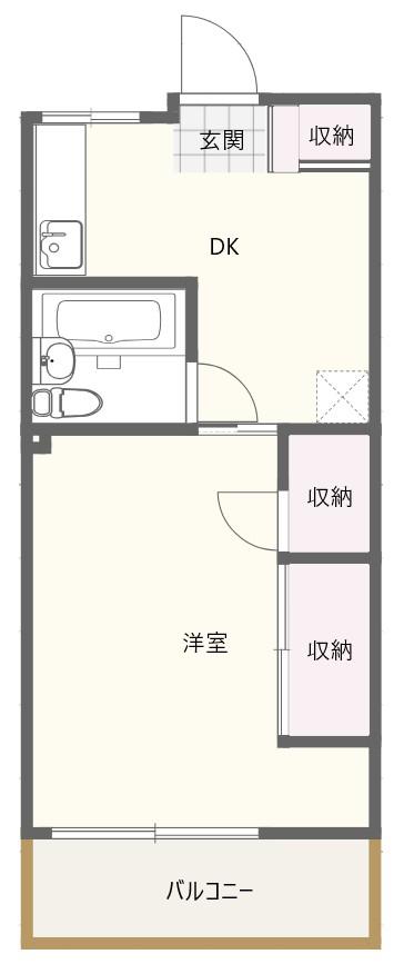 レジデンス検見川(1DK/4階)の間取り写真