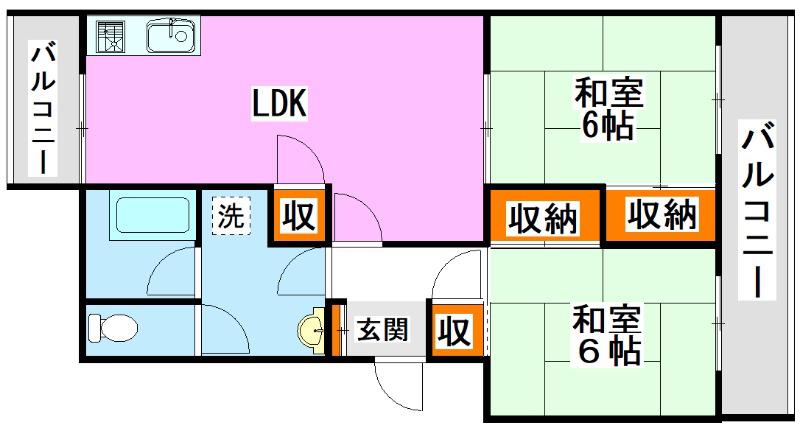 みそぎコーポ(2DK/4階)の間取り写真