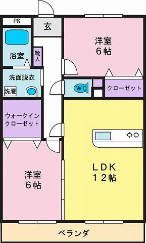 エトワールヴェルジェ(2LDK/1階)の間取り写真