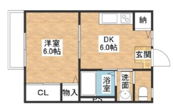 セレブ北のぞみ野(1DK/2階)の間取り写真